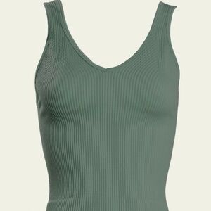 Women’s Teal Contour  Ribbed V-Neck Tank Top